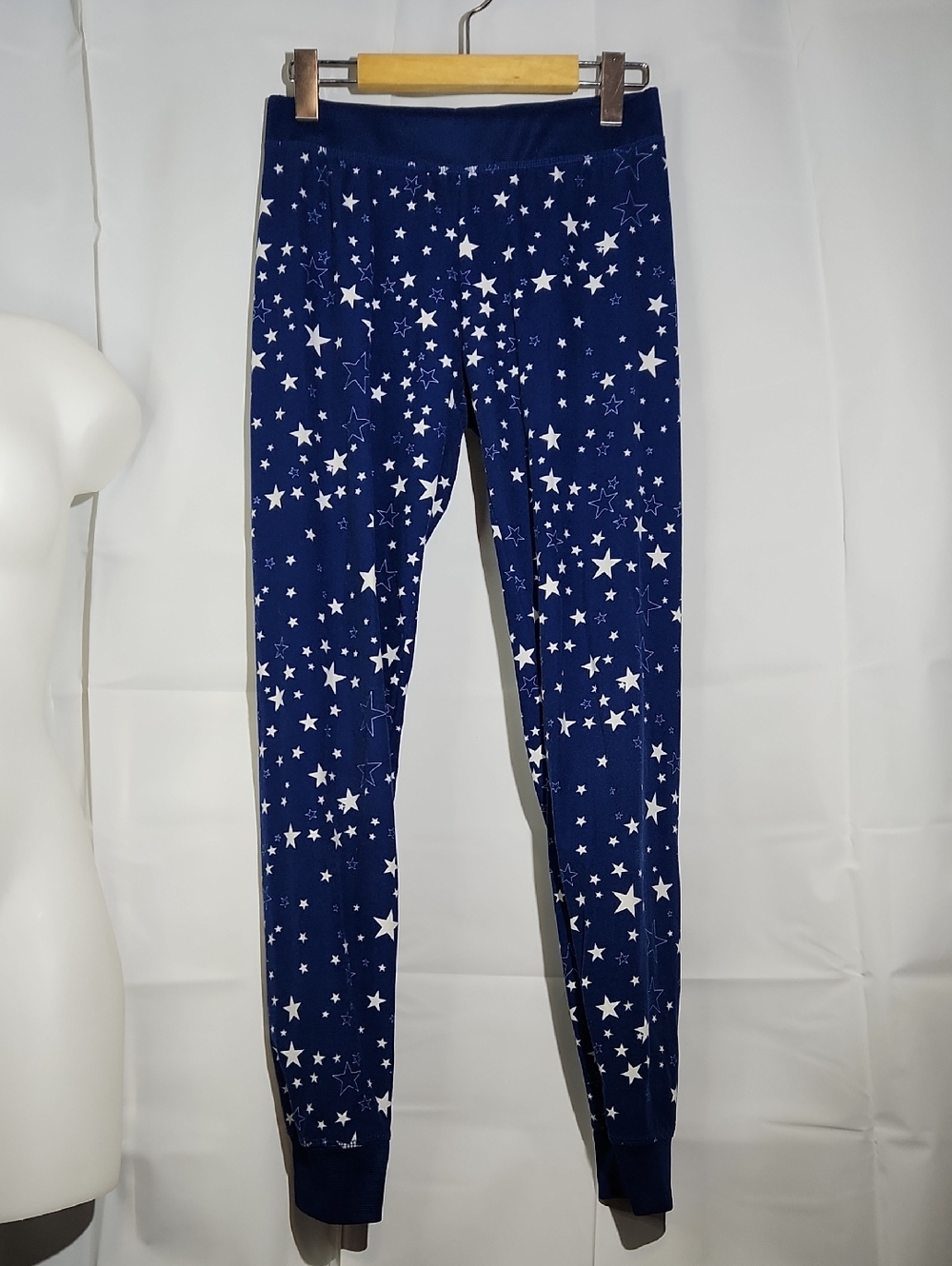 Kids Navy/White Star Print Velvet Leggings (Waist: 16.5")